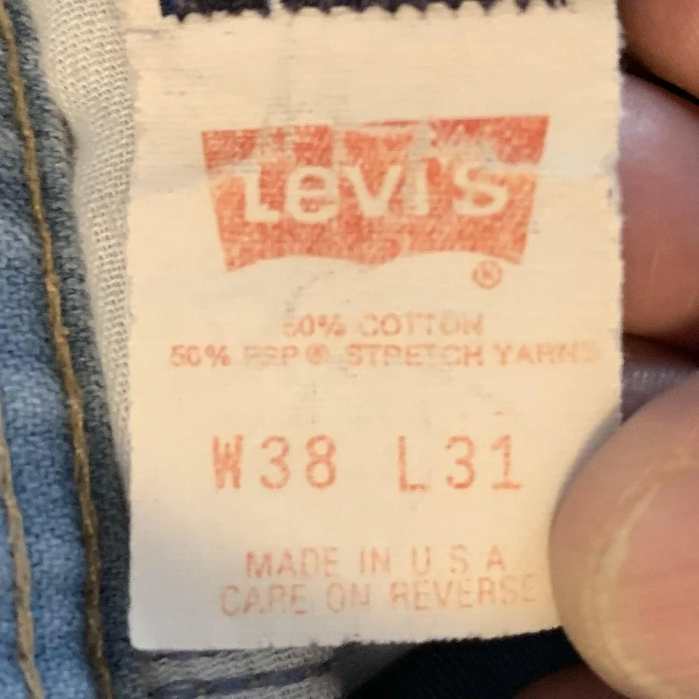 Vintage Levis 442 Jeans Mens 38x31 (35x23) Light Blue Wash Denim USA Orange Tab